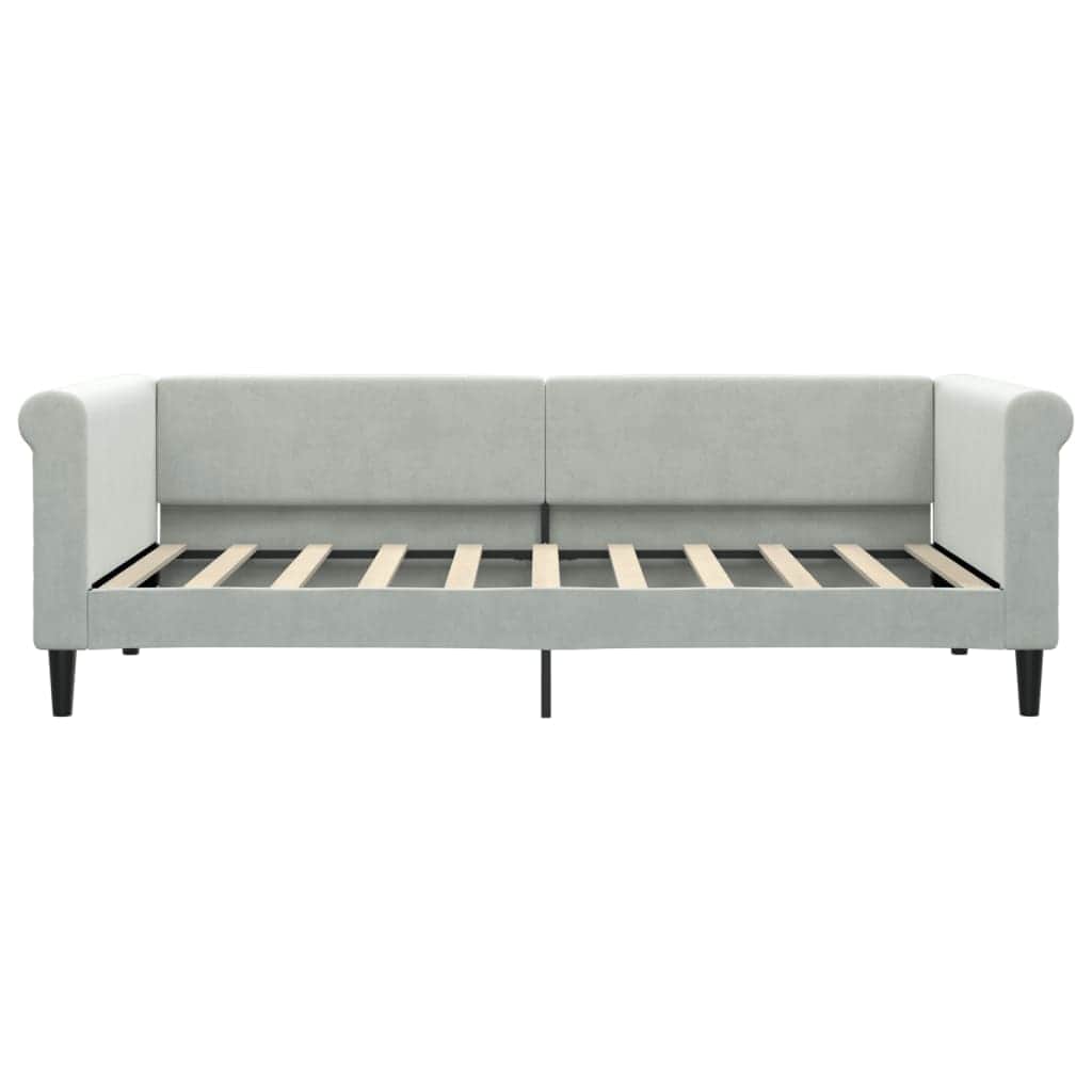 Light Grey Daybed with Trundle and Drawers Velvet Solid Wood Convertible Bed
