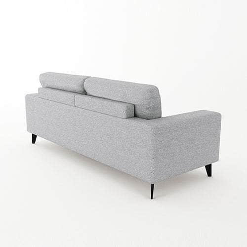 Light Grey Fabric 3-Seater Sofa With Black Legs