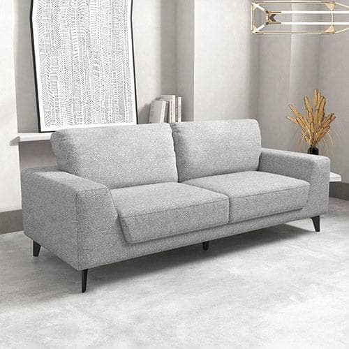 Light Grey Fabric 3-Seater Sofa With Black Legs