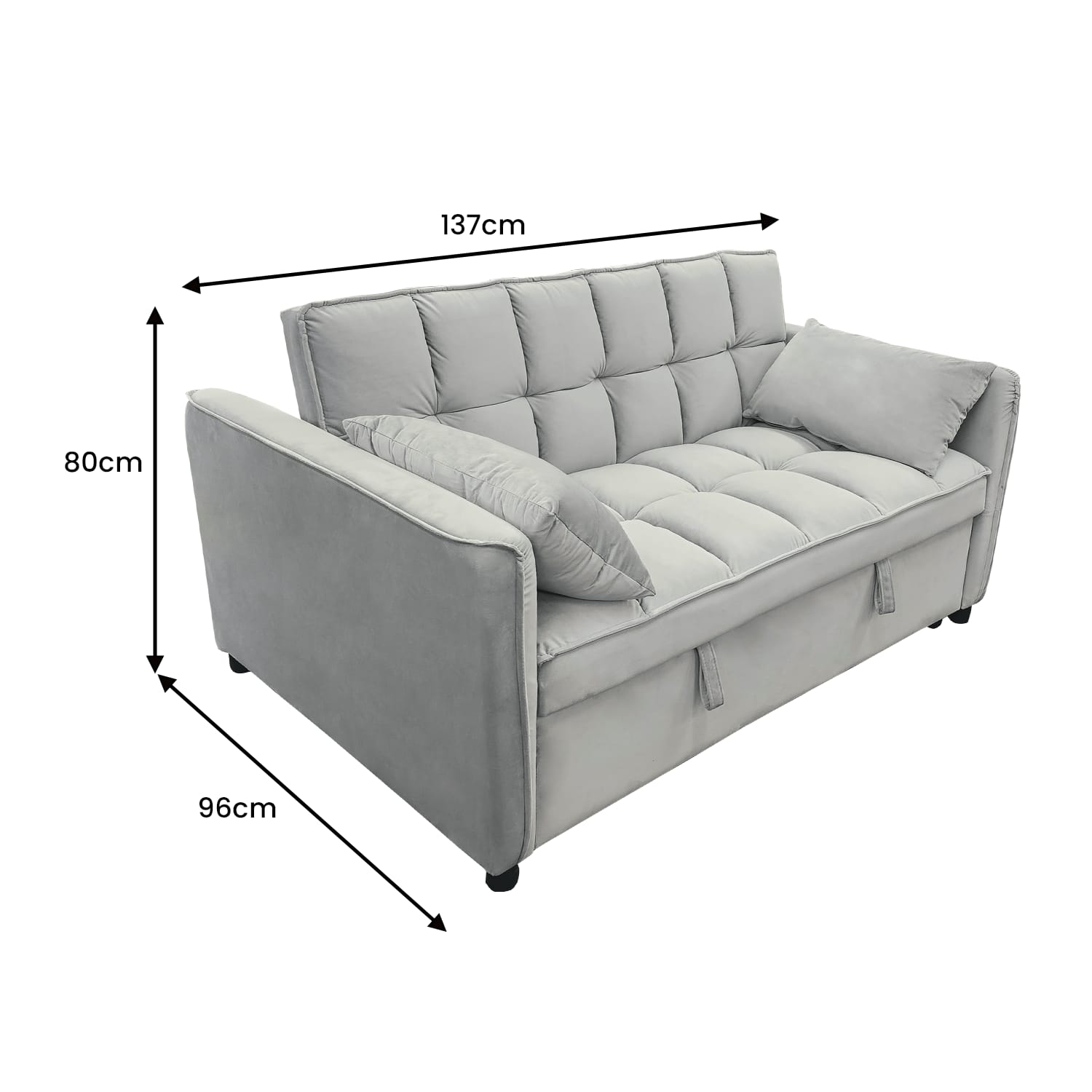 Light Grey Velvet Tufted Sofa Bed with Grey colour