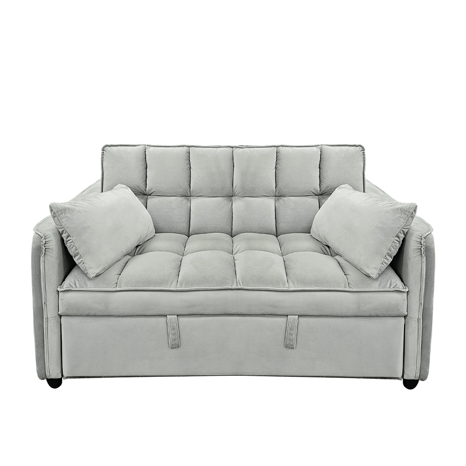 Light Grey Velvet Tufted Sofa Bed