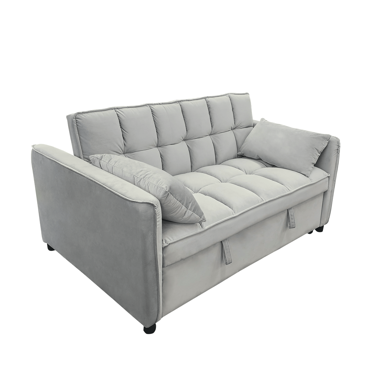 Light Grey Velvet Tufted Sofa Bed