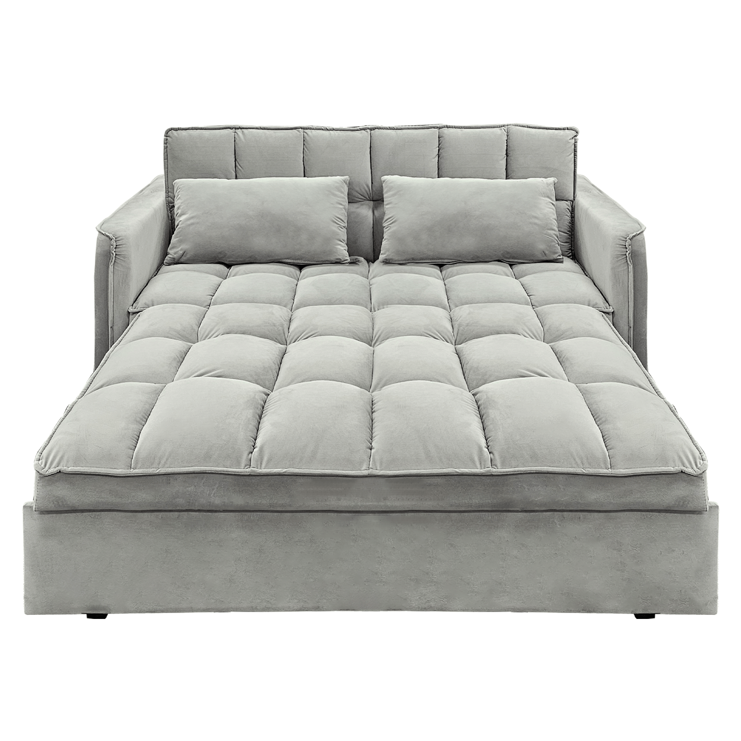 Light Grey Velvet Tufted Sofa Bed