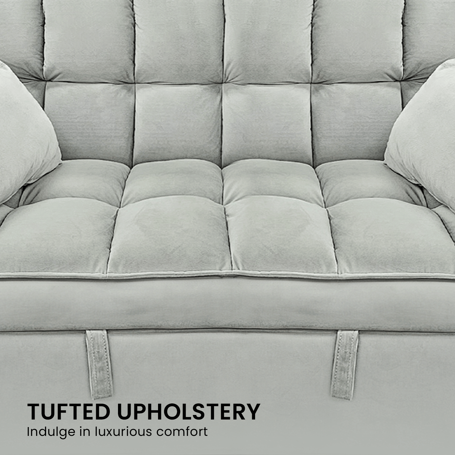 Light Grey Velvet Tufted Sofa Bed