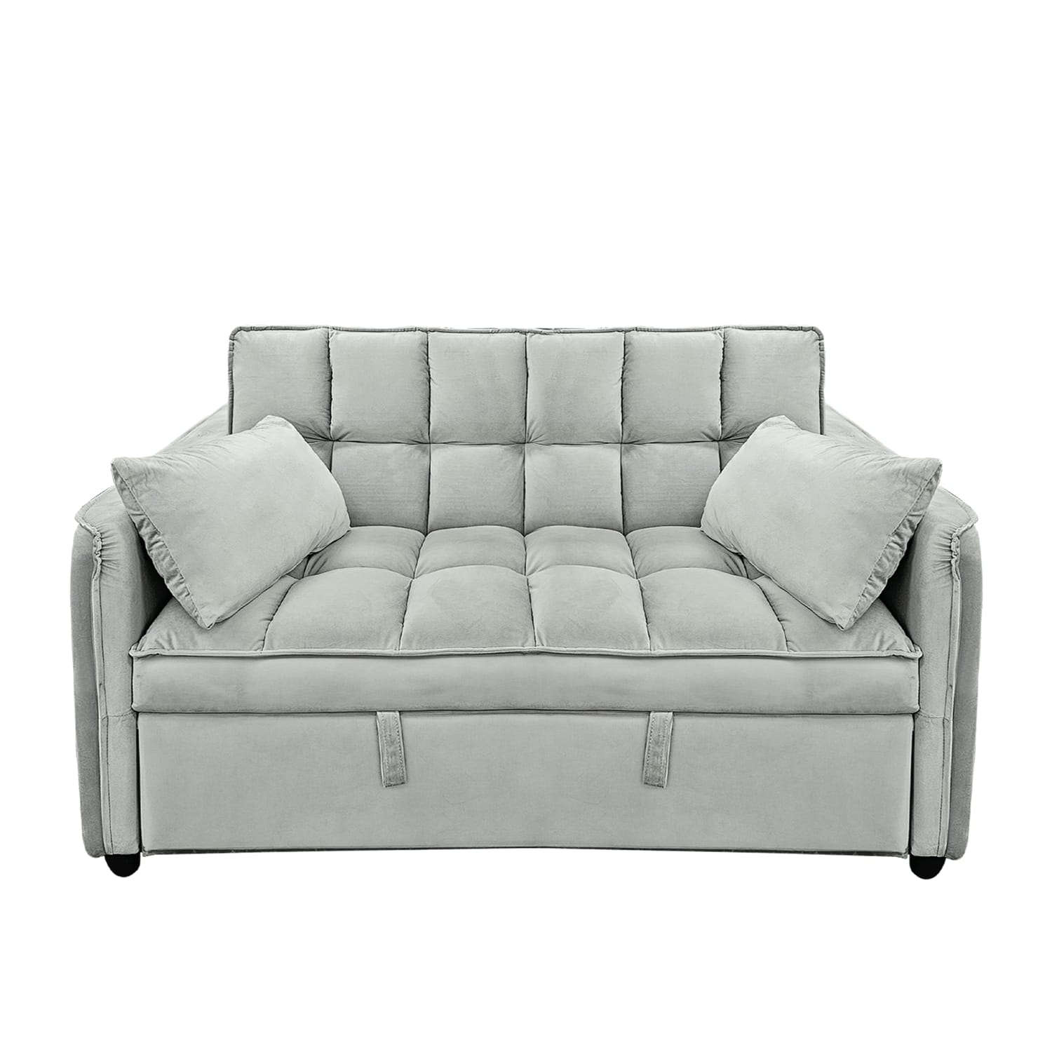 Light Grey Velvet Tufted Sofa Bed - Grey colour