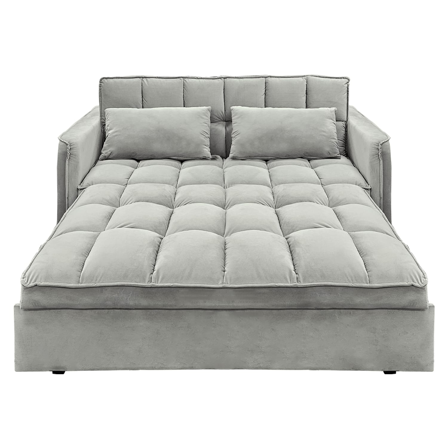 Light Grey Velvet Tufted Sofa Bed with indoor furniture - photo 16