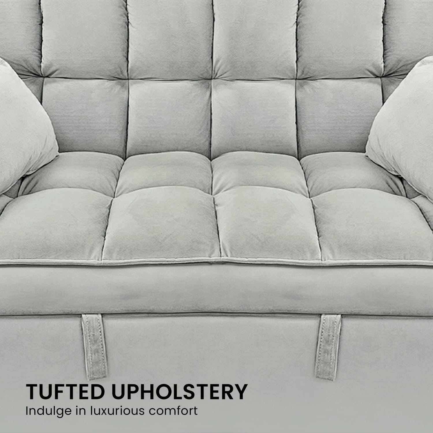 Light Grey Velvet Tufted Sofa Bed with Velvet finish - photo 18