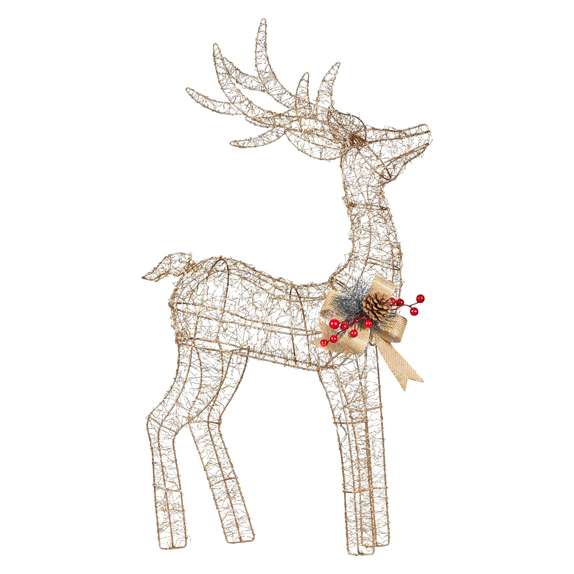 Light-Up Christmas Reindeer with Warm White LEDs, White colour