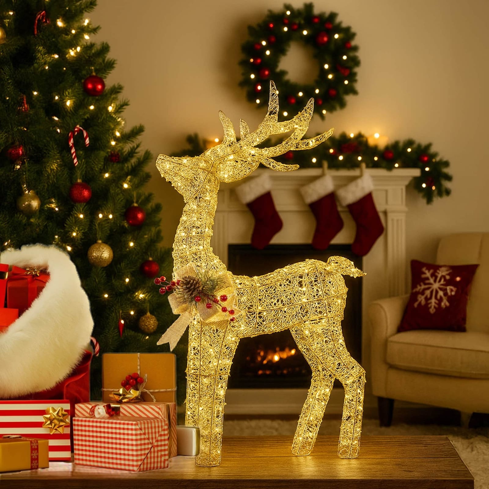 Light-Up Christmas Reindeer with Warm White LEDs - White colour - photo 9
