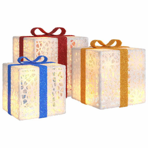 Lighted Christmas Boxes 3 pcs 64 LEDs Warm