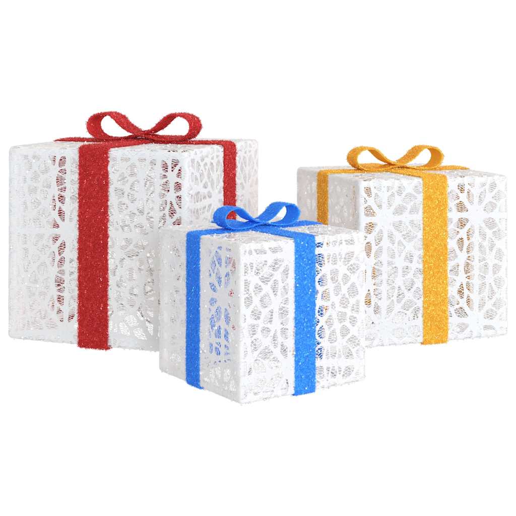 Lighted Christmas Boxes 3 pcs 64 LEDs Warm