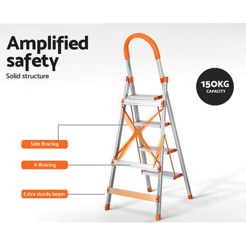 Lightweight Non-Slip Folding Ladder with Secure Platform for Hassle-Free Climbing