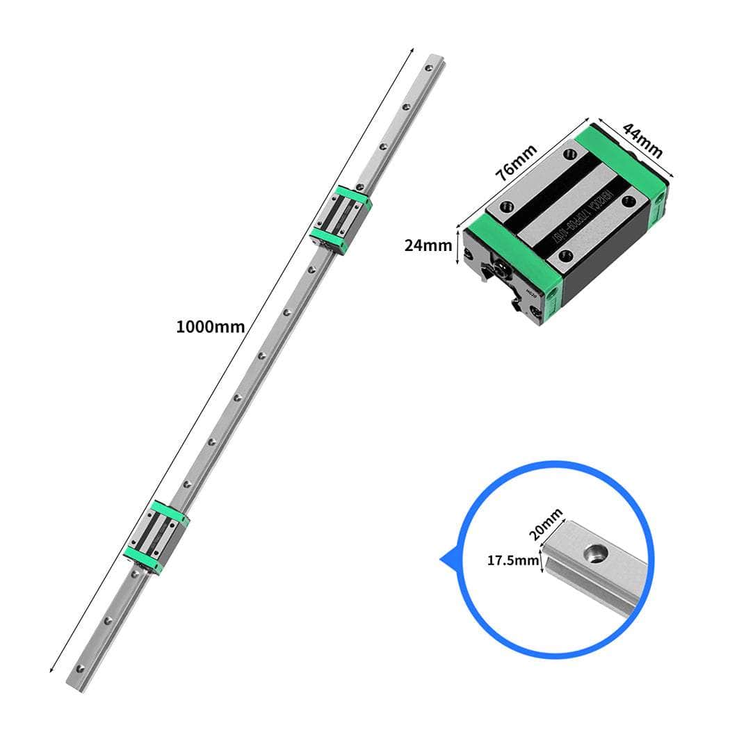 Linear Guide Rail HGH20CA Slider Block Bearing Steel CNC 2PCS