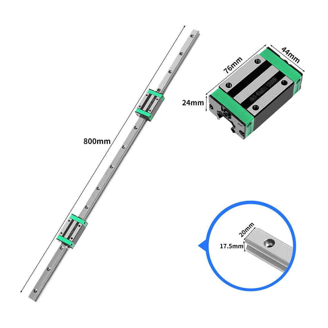 Linear Guide Rail HGH20CA Slider Block Bearing Steel CNC 2PCS