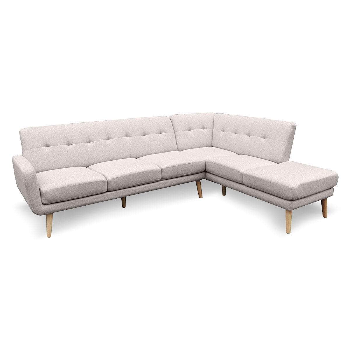 Linen Corner Wooden Sofa Lounge L-shaped with Left Chaise Light Grey