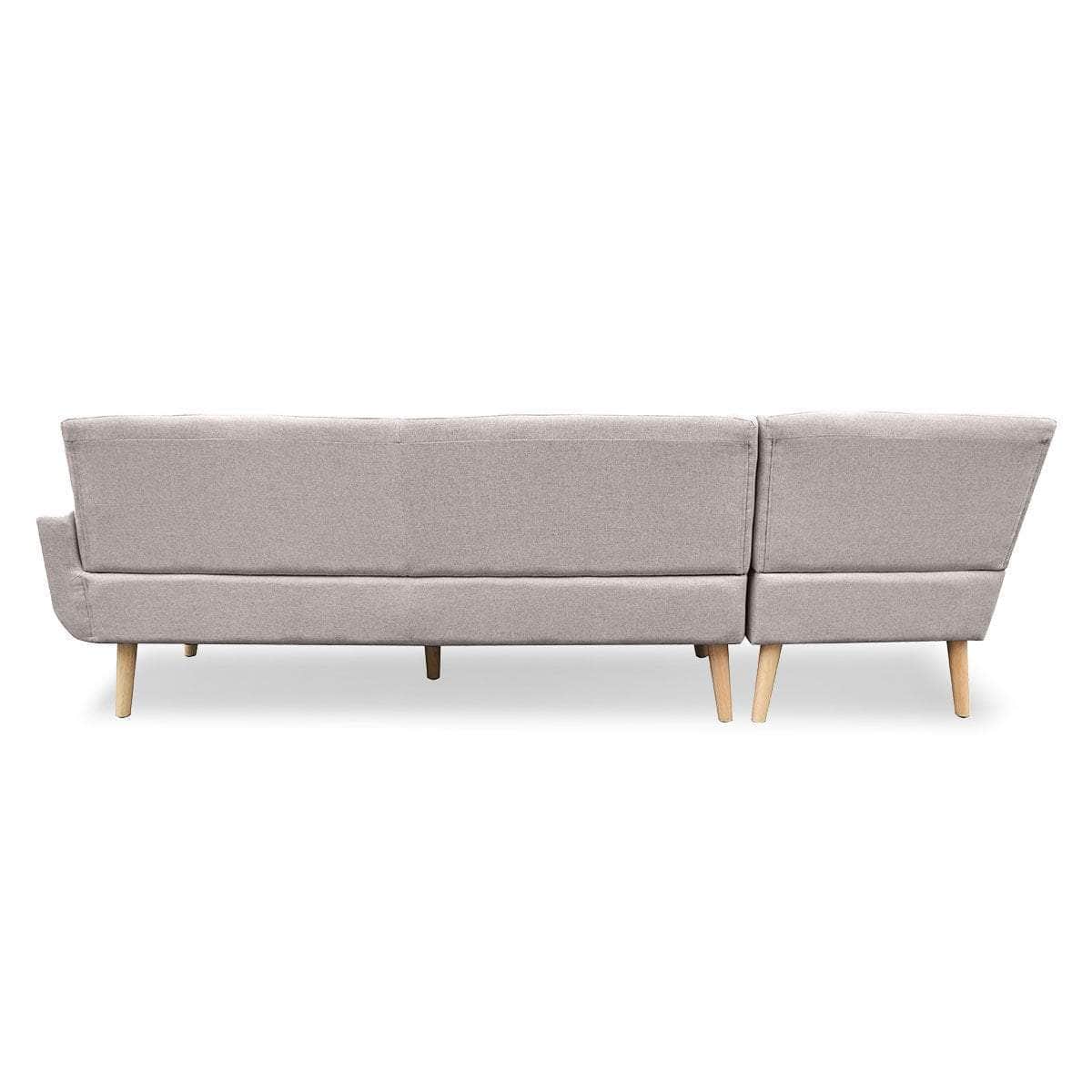 Linen Corner Wooden Sofa Lounge L-shaped with Left Chaise Light Grey