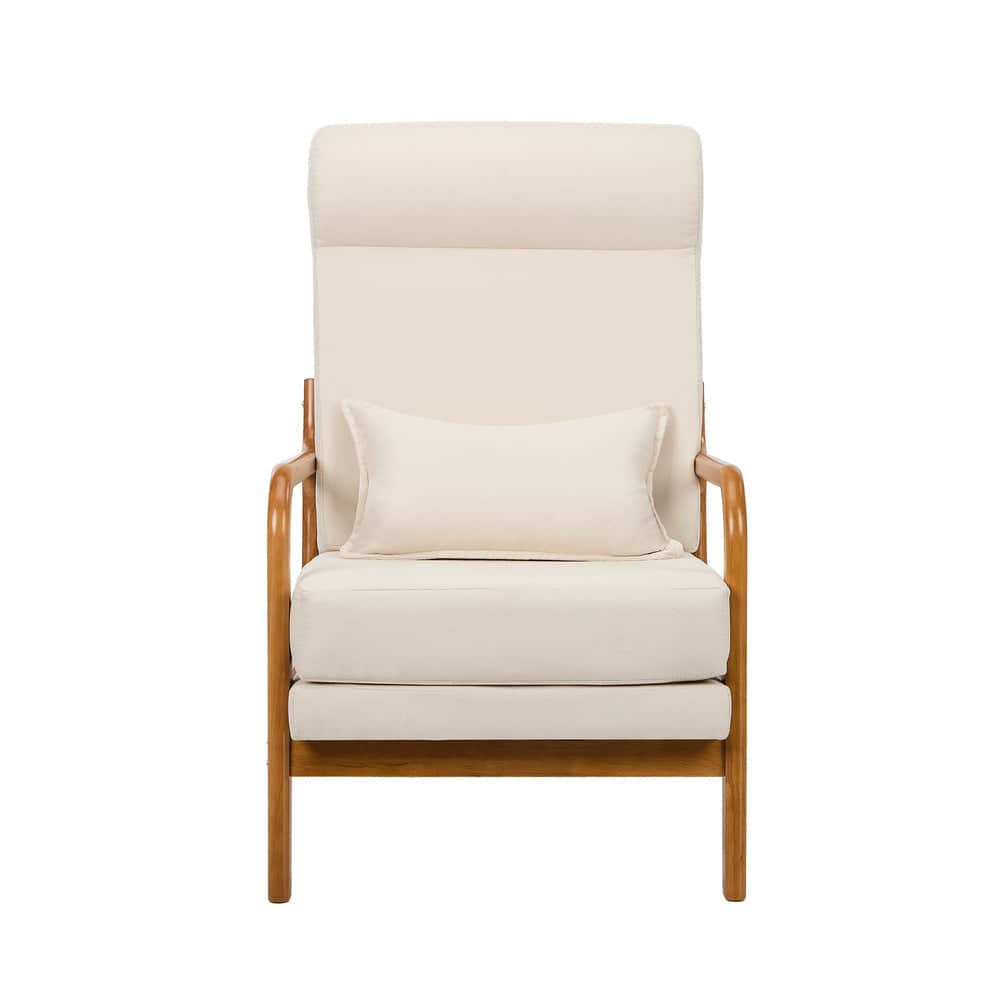 Linen Fabric Armchair Lounge Chair with Lumbar Pillow Beige & Green