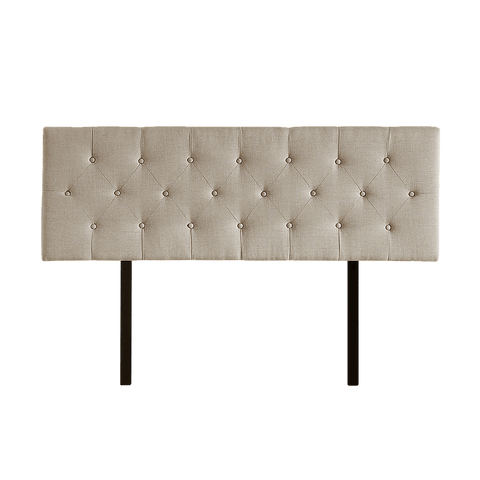 Linen Fabric Double Bed Deluxe Headboard Bedhead - Beige