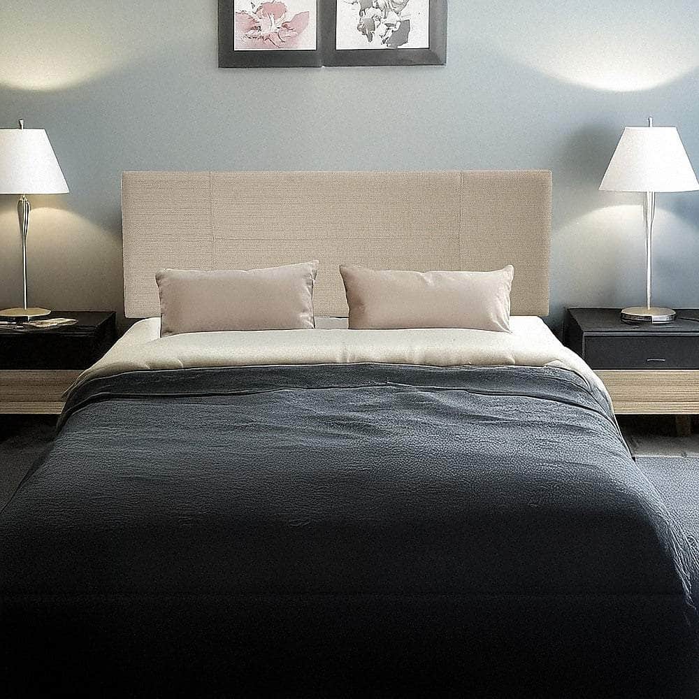 Linen Fabric Double Bed Headboard Bedhead - Beige
