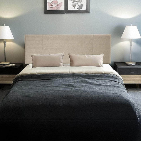 Linen Fabric Double Bed Headboard Bedhead - Beige