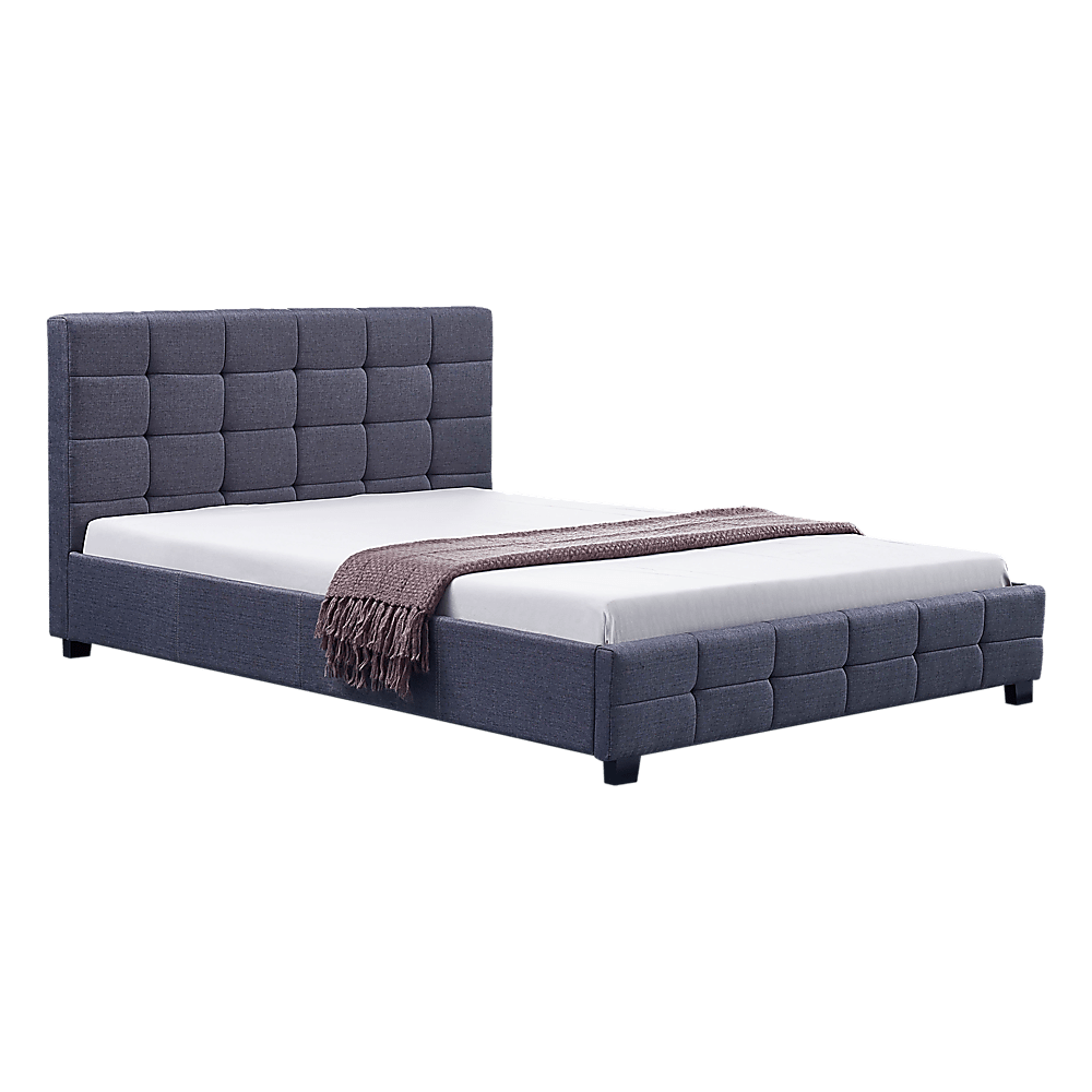 Linen Fabric Double Deluxe Bed Frame Grey