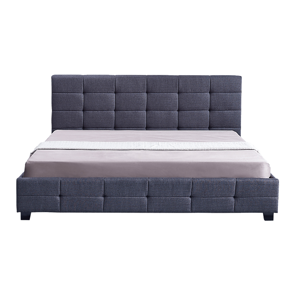 Linen Fabric King Deluxe Bed Frame Grey