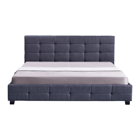 Linen Fabric King Deluxe Bed Frame Grey