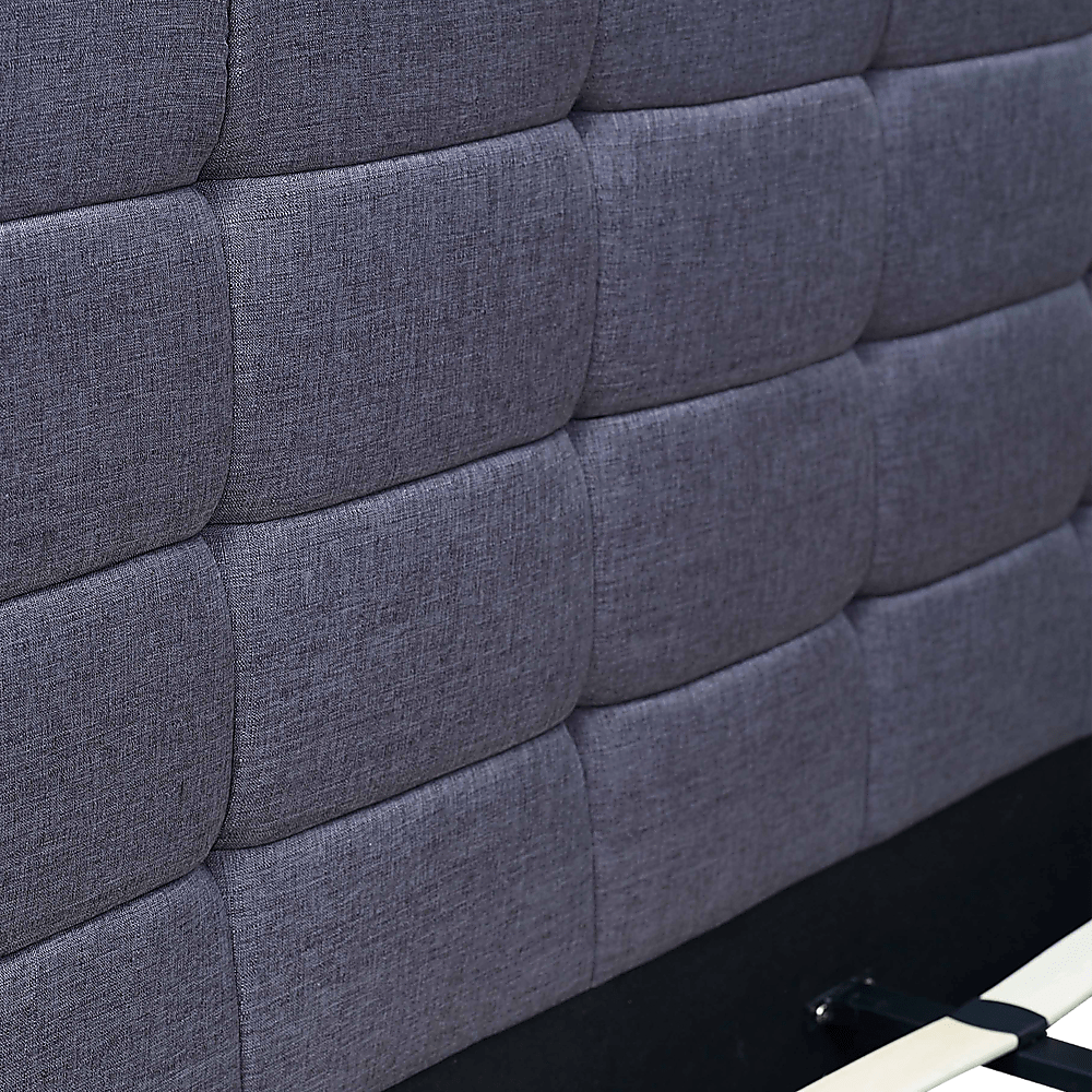 Linen Fabric King Deluxe Bed Frame Grey