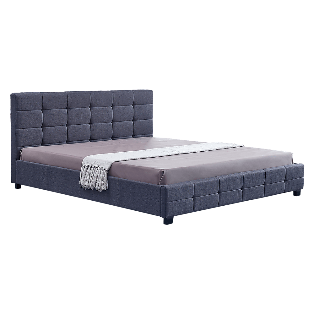 Linen Fabric King Deluxe Bed Frame Grey