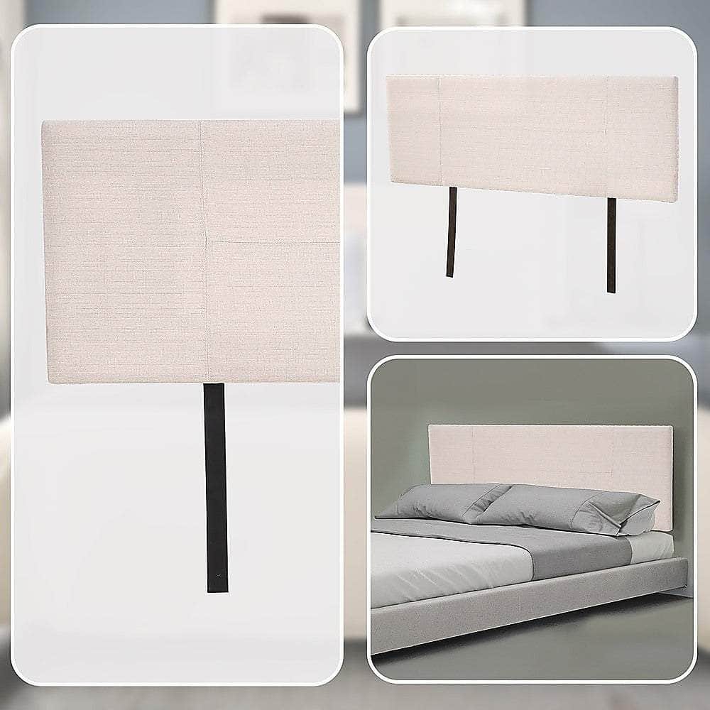 Linen Fabric Queen Bed Headboard Bedhead - Beige