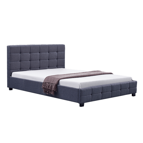 Linen Fabric Queen Deluxe Bed Frame Grey