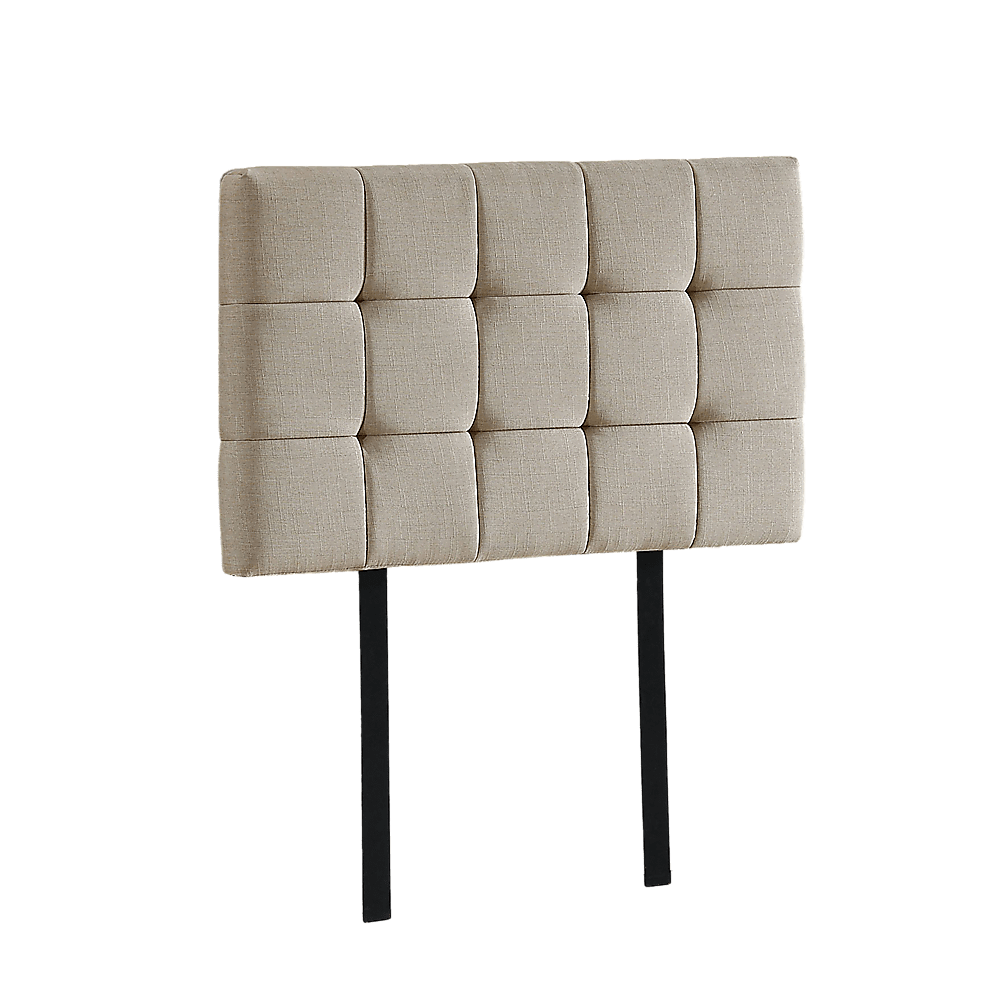 Linen Fabric Single Bed Deluxe Headboard Bedhead - Beige