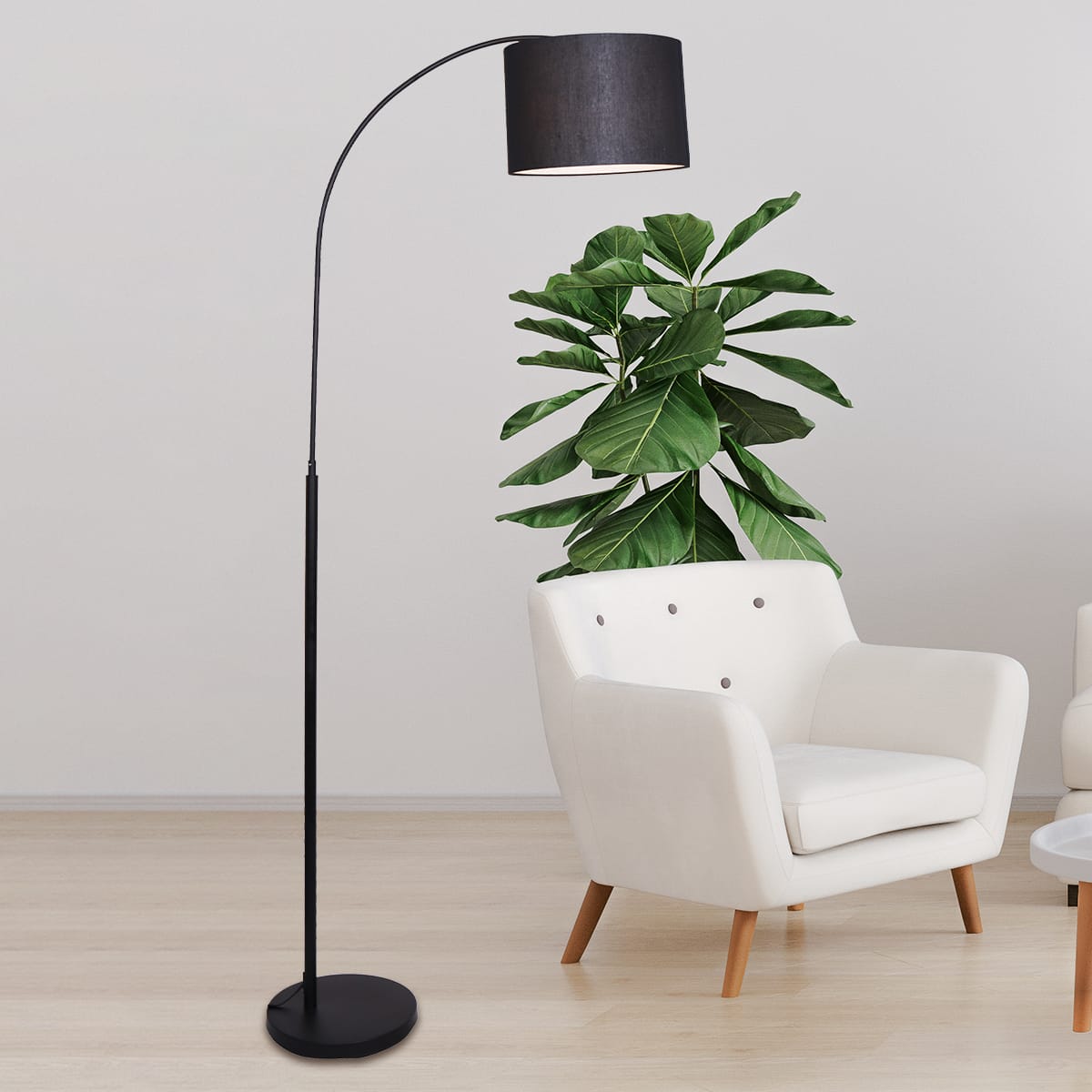Metal Arc Arm Floor Lamp Shade Black | lamps