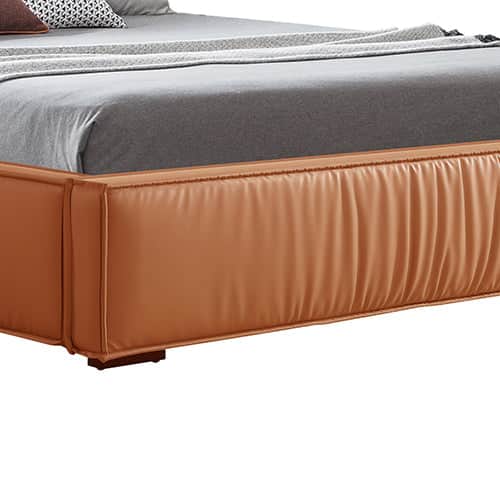 Louis Queen Bed Frame Pu Leather Kd Slat In Wooden Legs Headboard