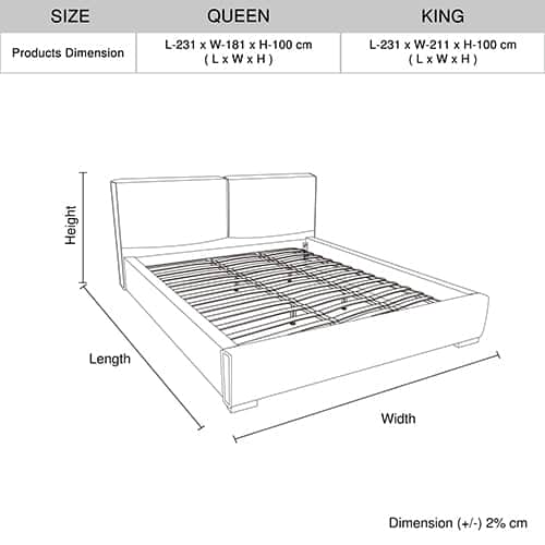 Louis Queen Bed Frame Pu Leather Kd Slat In Wooden Legs Headboard