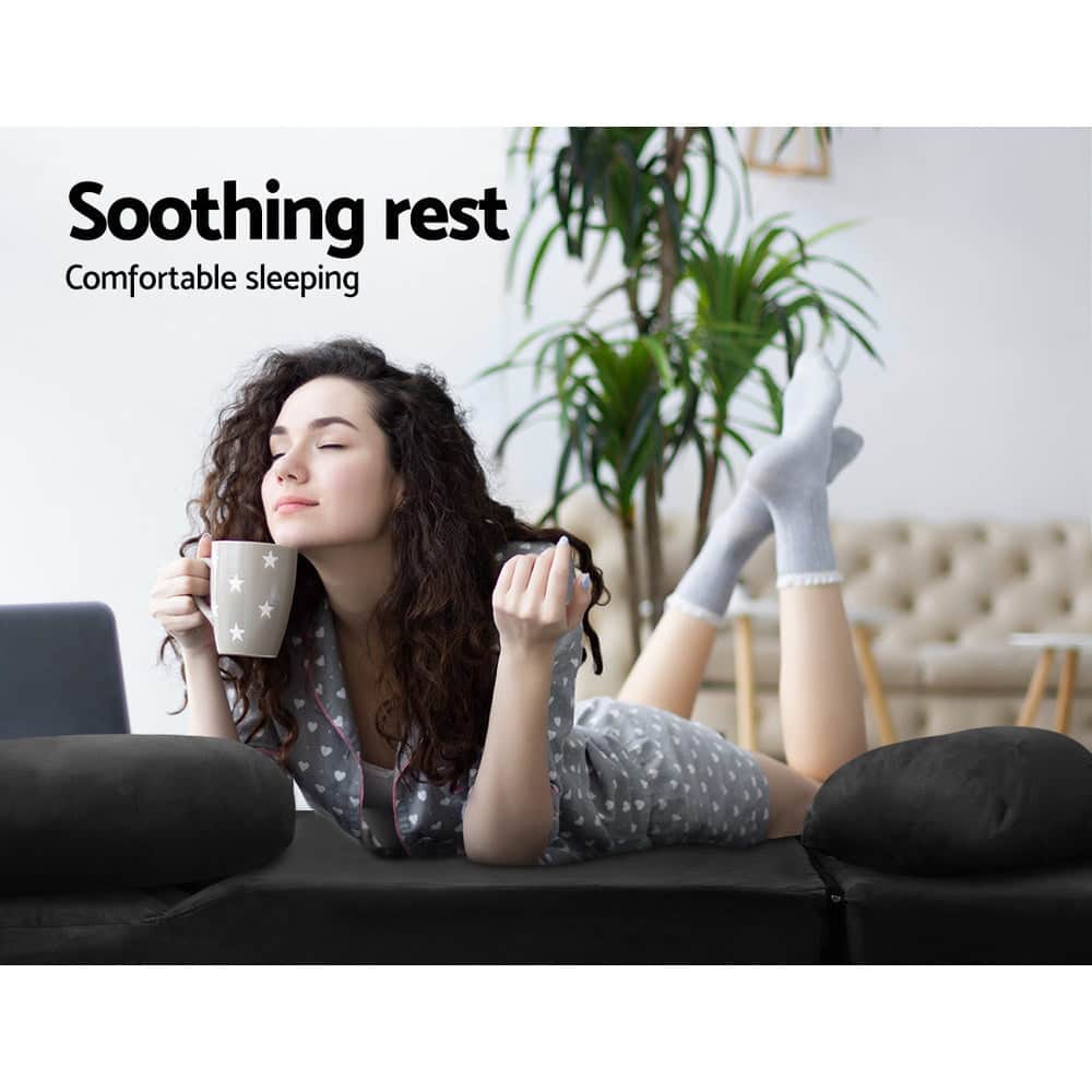 Lounge Sofa Bed 2-Seater Charcoal Suede