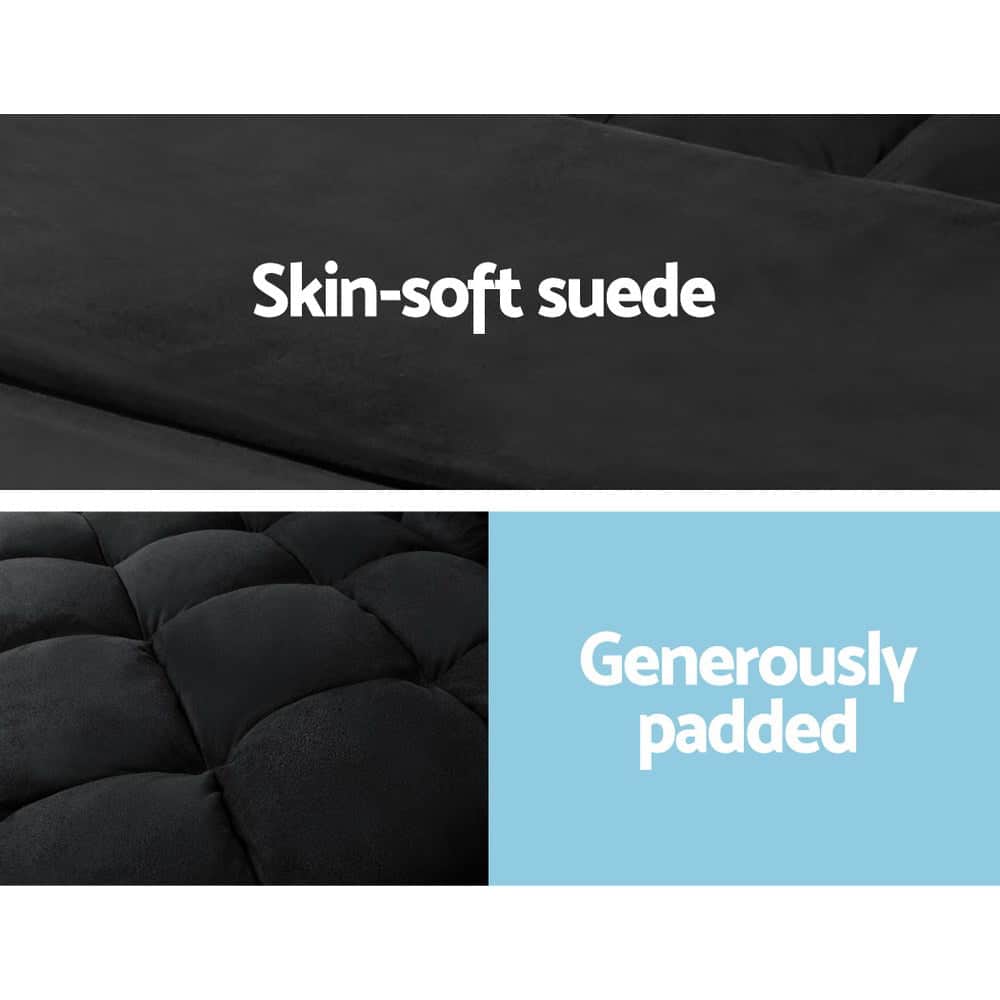 Lounge Sofa Bed 2-Seater Charcoal Suede