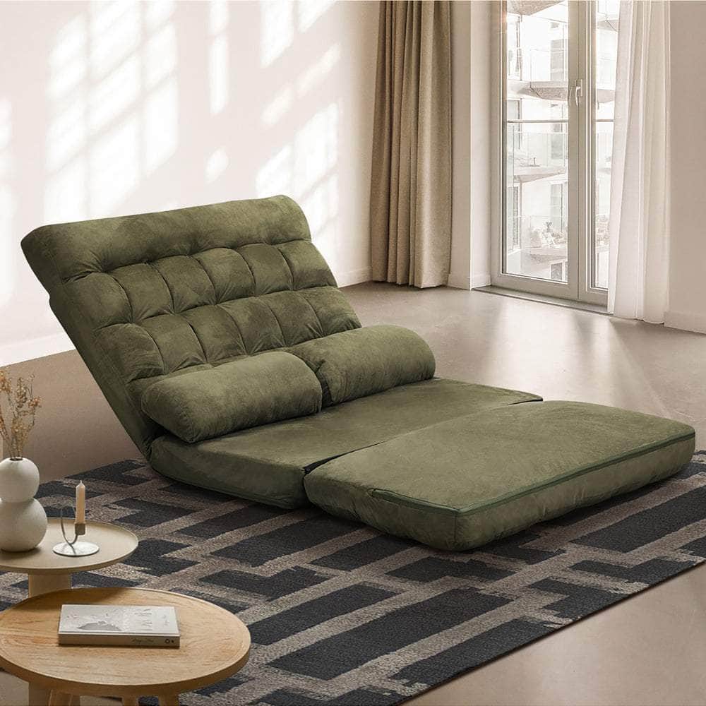 Lounge Sofa Bed Floor Recliner 2 seater Folding Charcoal