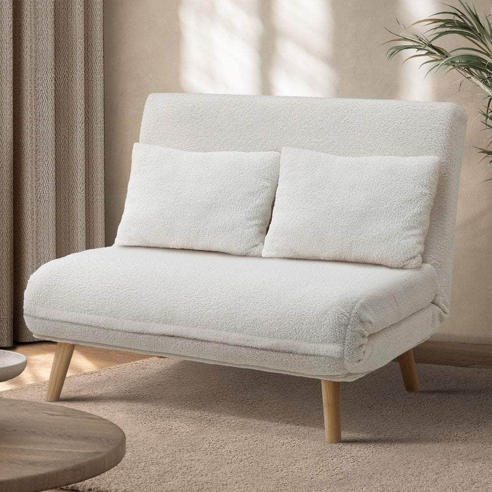 Lounge Sofa Bed Polyester Double Seat Green