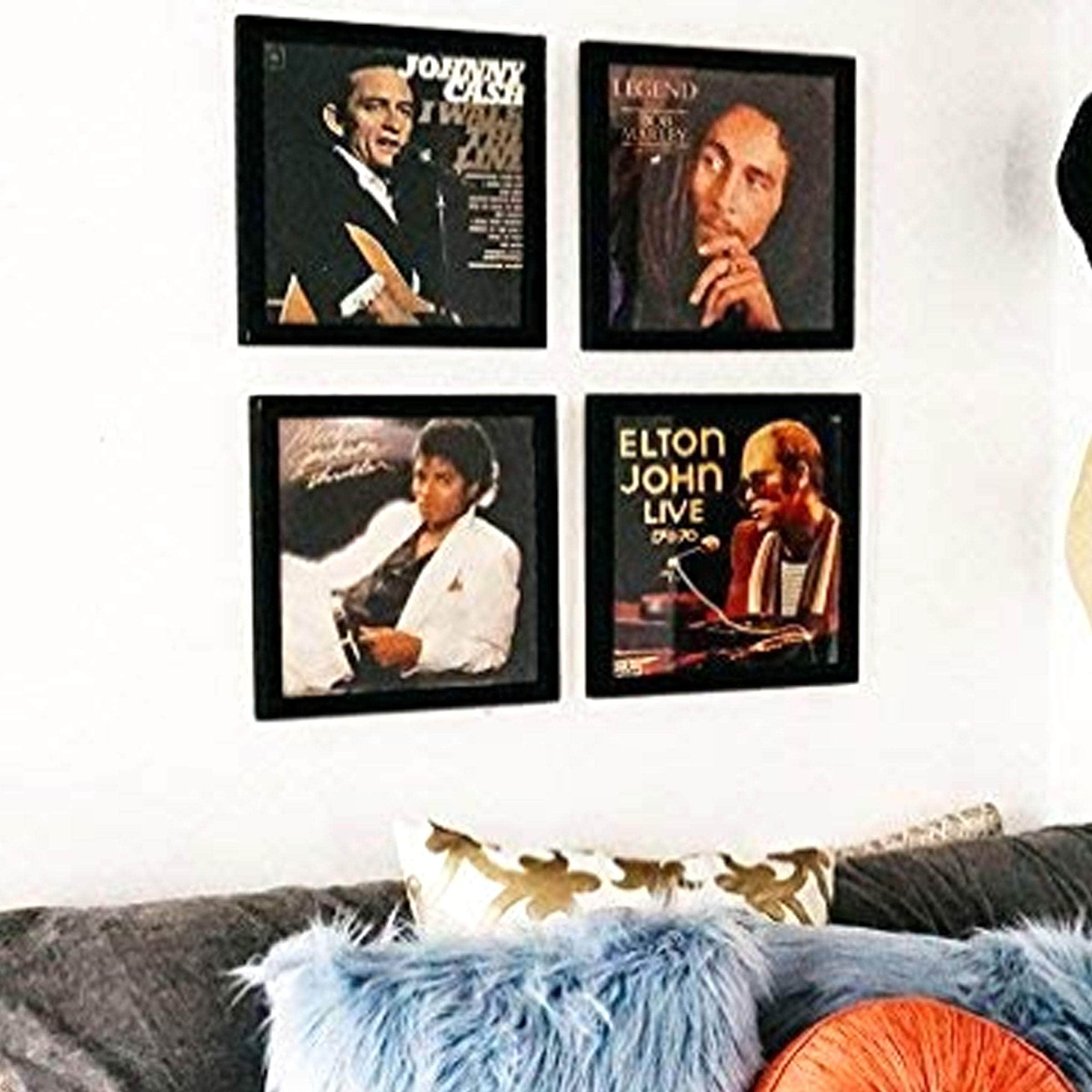 Lp Vinyl Record Wall Display Wood Frame - Black