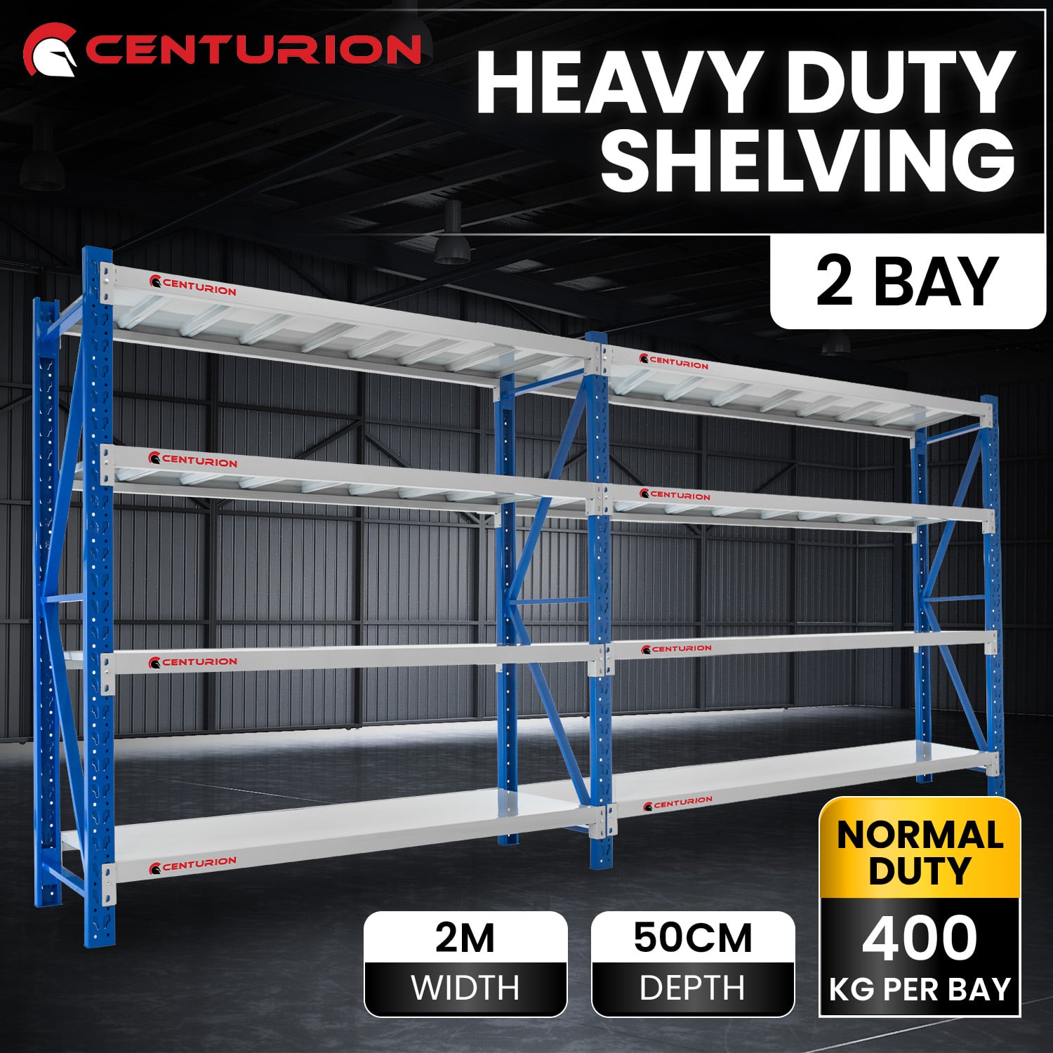 Heavy Duty Steel Shelving 2m 800kg double