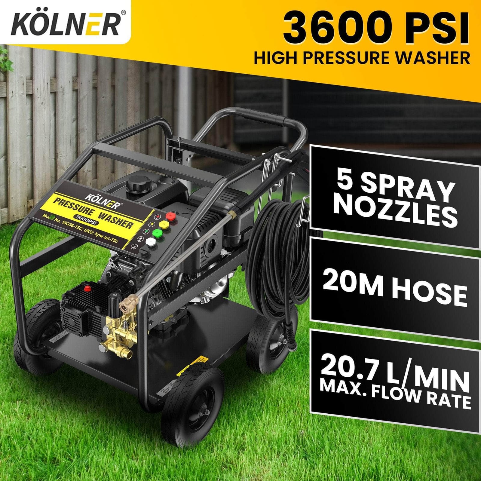 LT-15C 15HP 3600PSI Petrol Engine High Pressure Washer 20.7LPM, trade other - photo 12