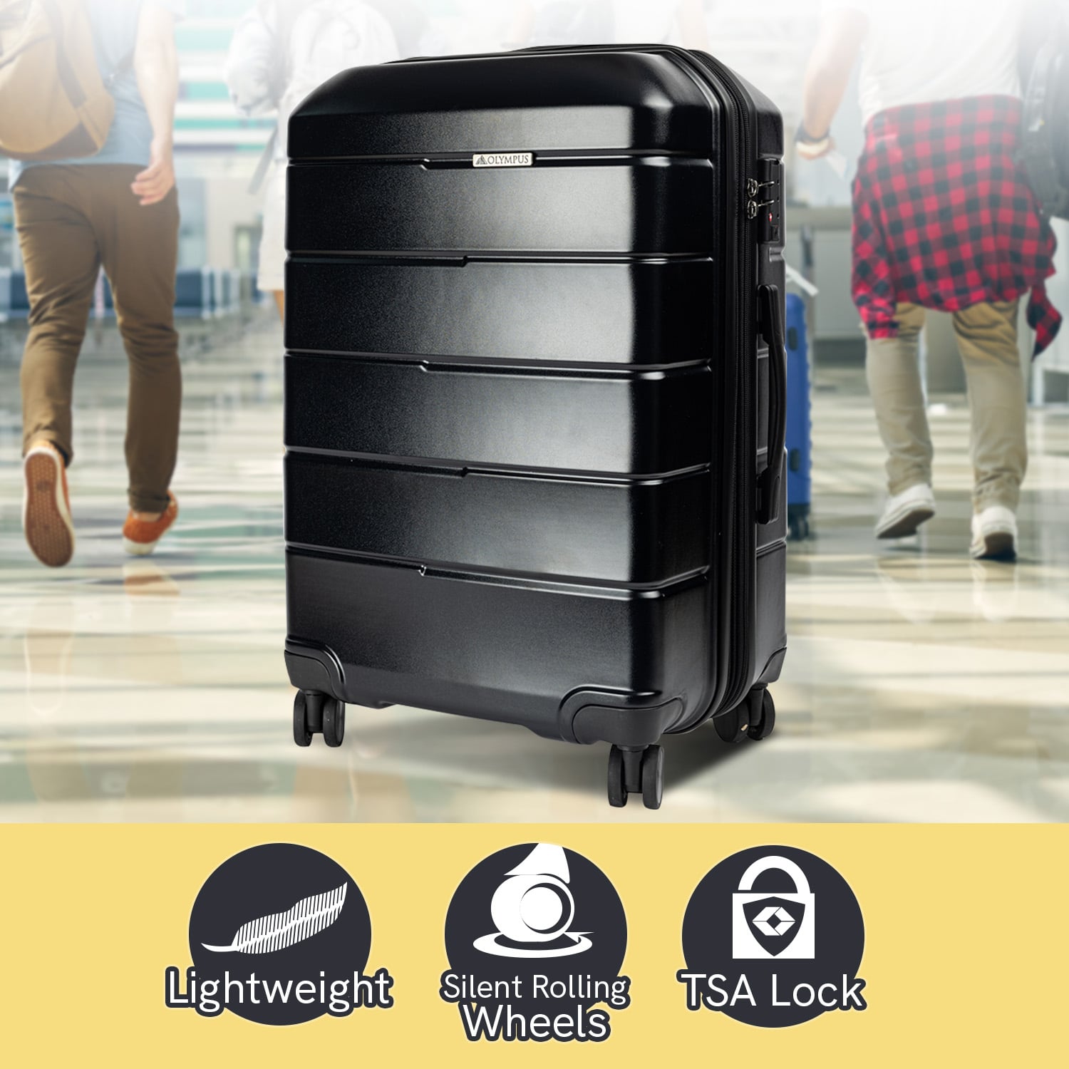 Hard Shell Suitcase 20in Black 38x23x55cm