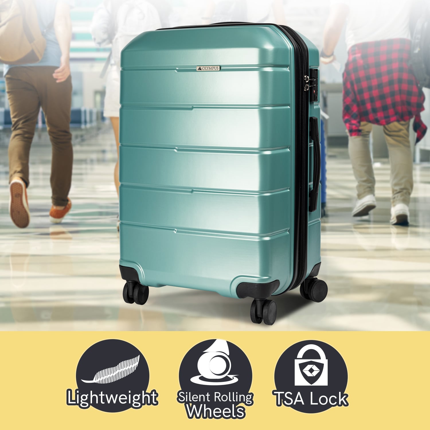 24in Hard Shell Suitcase Electric Teal 44x27x66cm