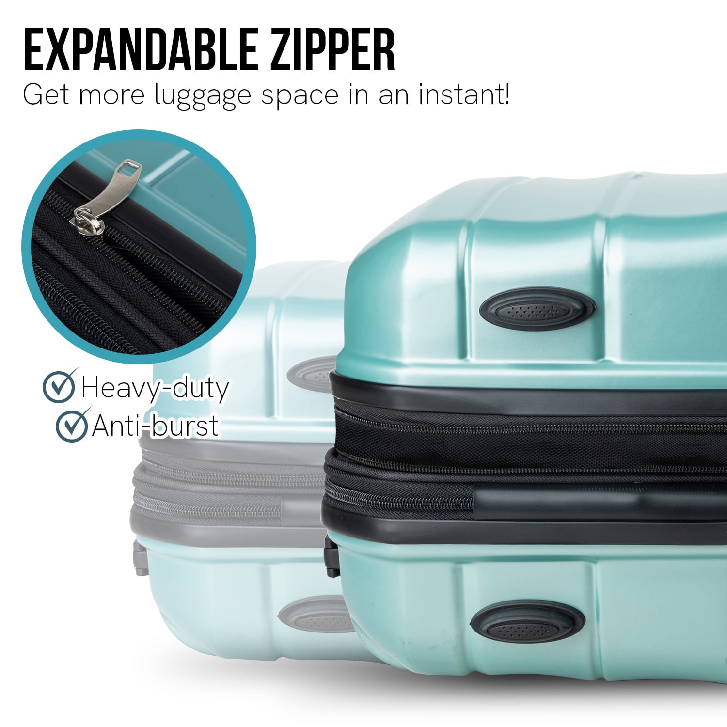 24in Hard Shell Suitcase Electric Teal 44x27x66cm