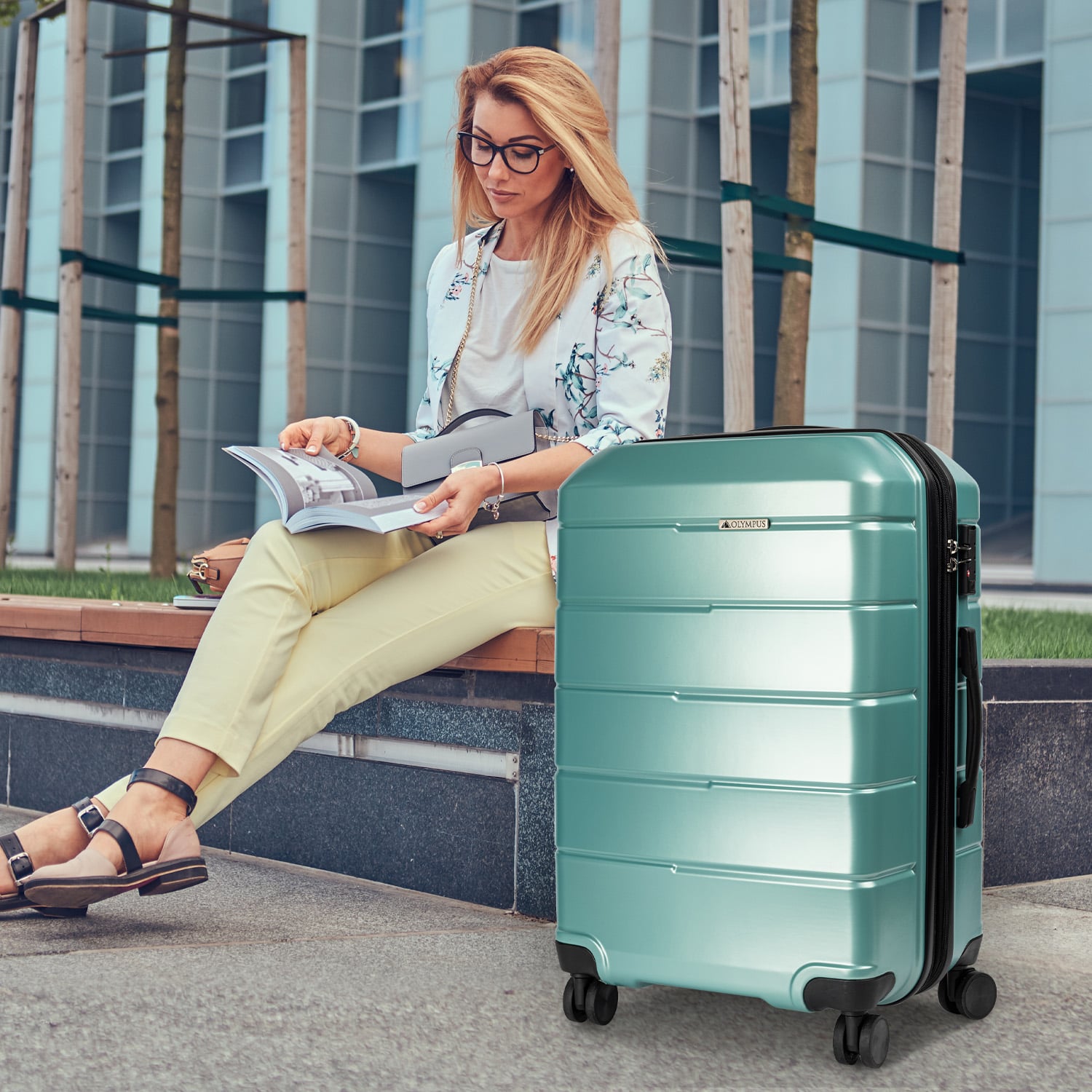 24in Hard Shell Suitcase Electric Teal 44x27x66cm