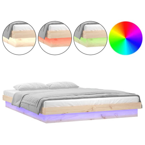 Luminous Double Solid Wood LED Bed Frame