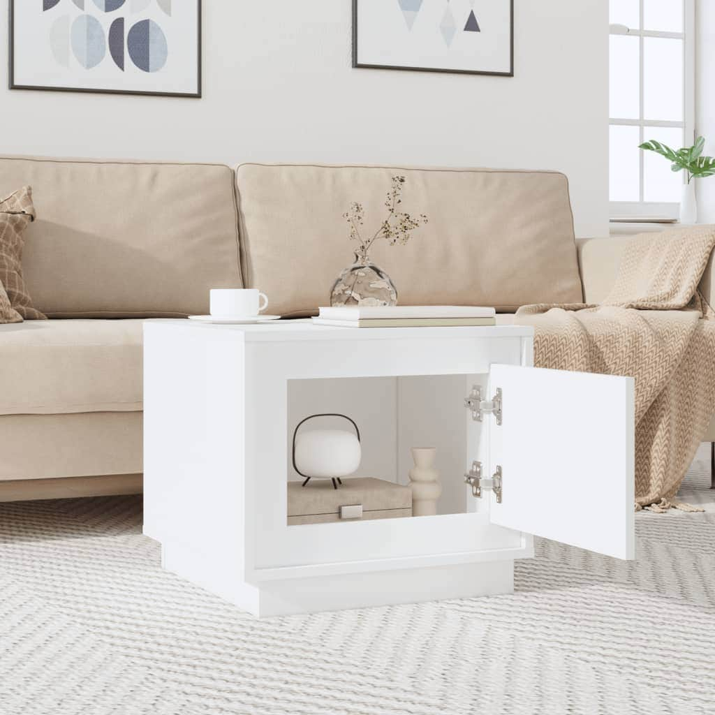 Luminous Haven: White Engineered Wood Coffee Table for Modern Charm