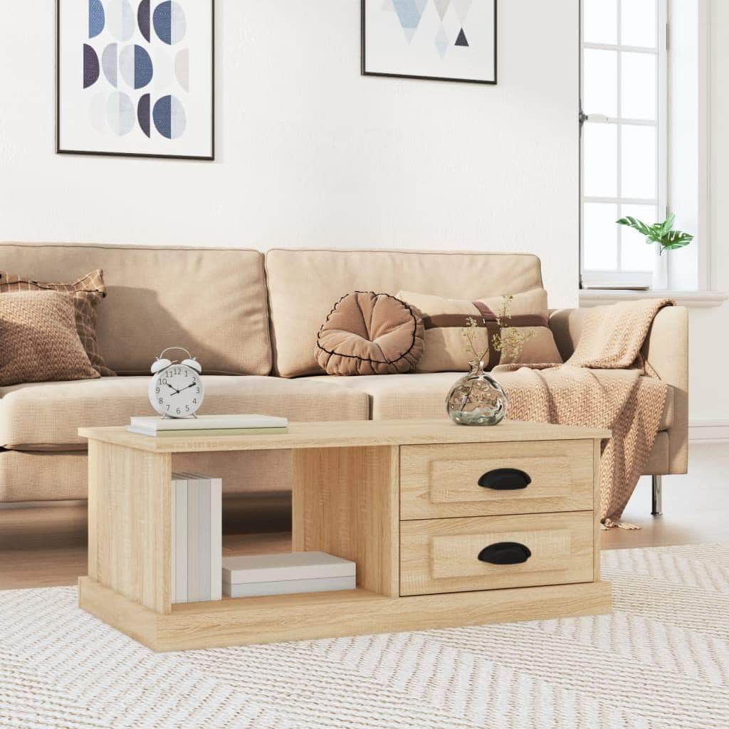 Luminous Minimalism: White Engineered Wood Coffee Table