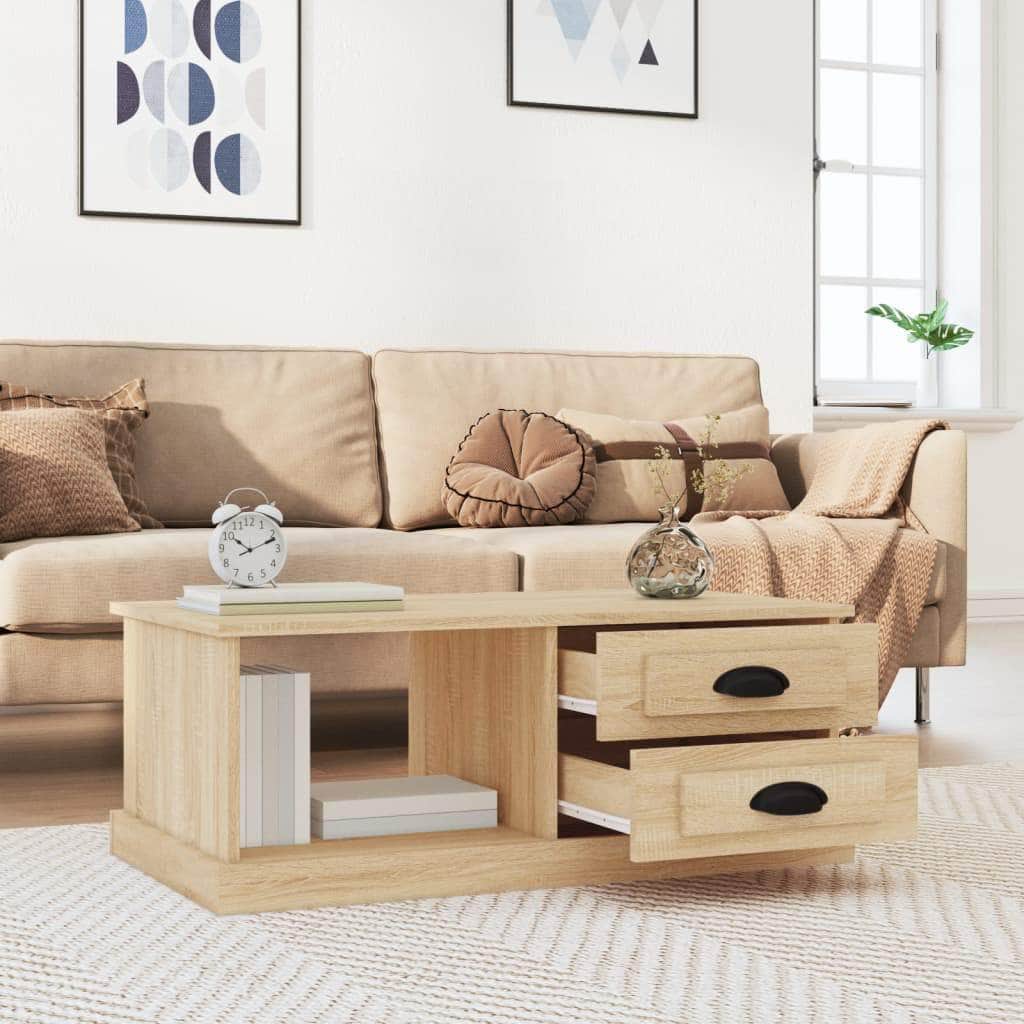 Luminous Minimalism: White Engineered Wood Coffee Table